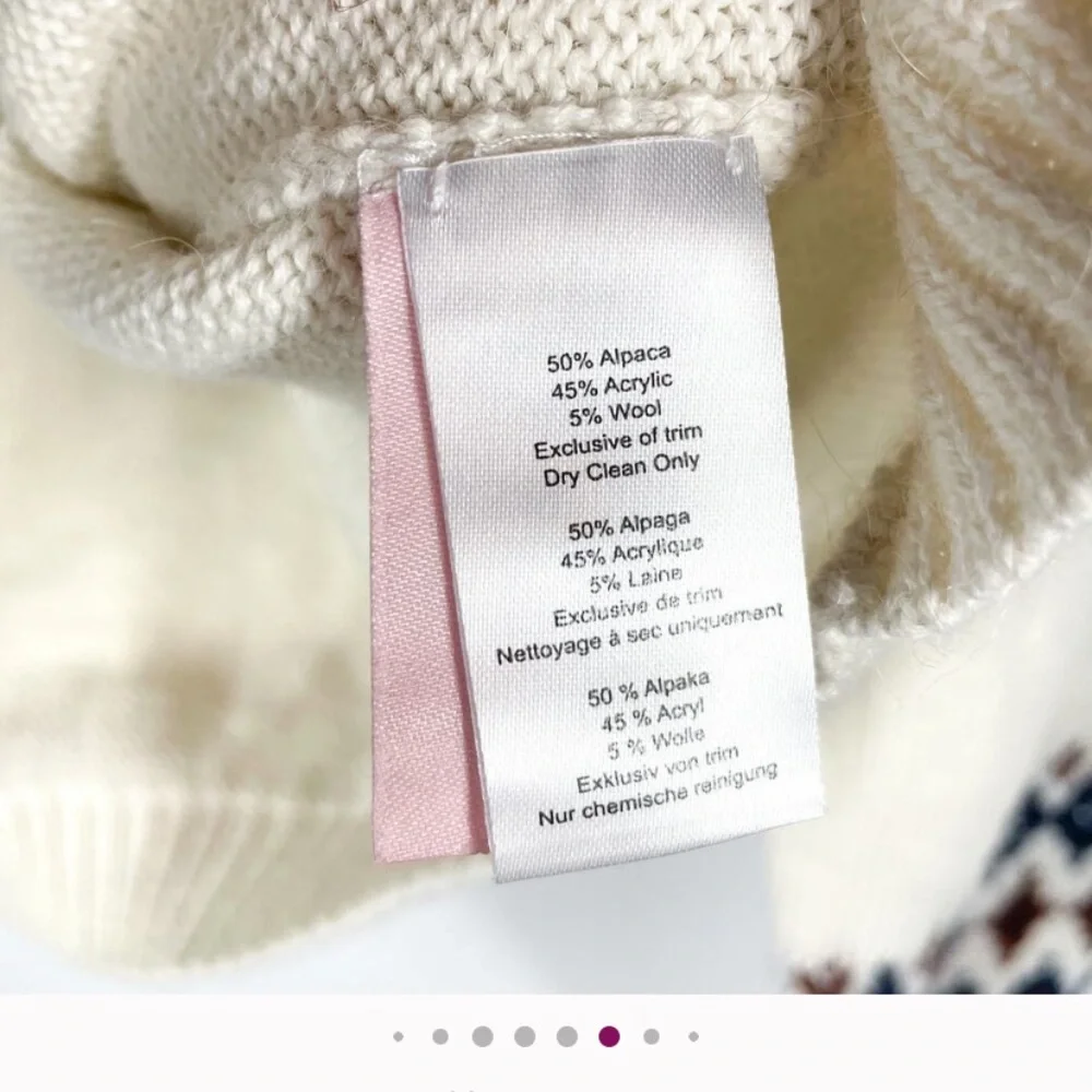 Rachel Antonoff Hot Dog Sweater Cream Fair Isle Pullover Alpaca Wool Medium - Picture 8 of 11